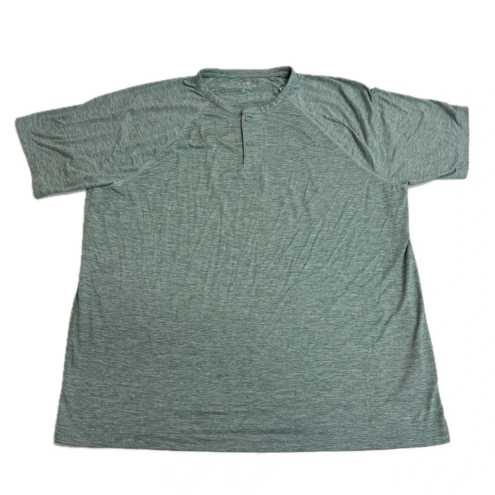 J Crew Shirt Mens XL Green‎ Blue Henley Active Performance Summer